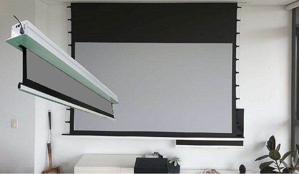ALR экран встраиваемый в потолок с системой натяжения Global Screens Intelligent HomeScreen ICL1-100 125*221 Black Code 4K