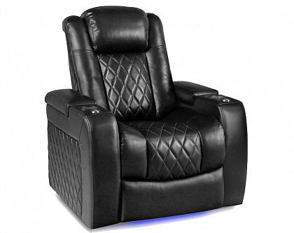 Моторизованное кинотеатральное кресло-реклайнер Global Seats Diamond Optima Edition black (кожа/пвх)
