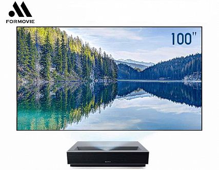 Комплект из ультракороткофокусного лазерного 4K проектора Formovie 4K Cinema (Android TV 9.0) +100" ALR экрана Black Code UST 0.8