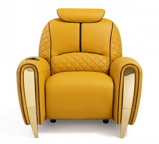 Моторизованное кинотеатральное кресло-реклайнер 7Seats Torino Reference Edition yellow/gold