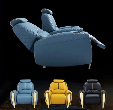 Моторизованное кинотеатральное кресло-реклайнер 7Seats Torino Reference Edition black/gold