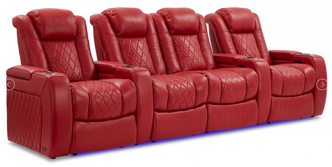Комплект из 4-х моторизированных кресел-реклайнерв 7Seats Diamond Comfort Edition Red (Loveseat center) кожа/пвх