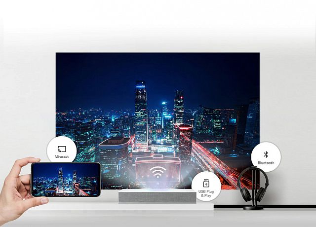 Проектор LG Laser 4K CineBeam HU85LS в комплекте с ALR экраном 100"