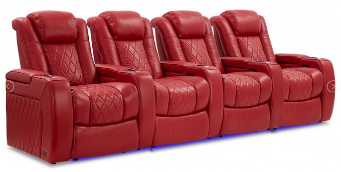 Комплект из 4-х моторизированных кресел-реклайнерв 7Seats Diamond Comfort Edition Red (5 подлокотников) кожа/пвх