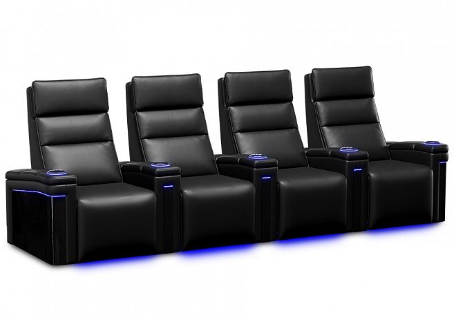 Комплект из 4-x моторизованных кресел 7Seats Lambro GT Carbon (5 подлокотников) Black Leather
