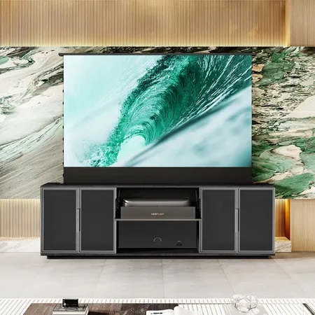 Моторизованная тумба с экраном для ультракороткофокусных лазерных проекторов Classic Invisible Slim Cabinet-88 Black