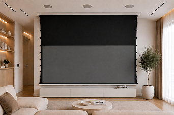 ALR экран встраиваемый в потолок с системой натяжения Global Screens Intelligent HomeScreen ICL1-100EX 125*221 Black Code 4K (extradrop 110 см)