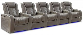 Комплект из 5-ти моторизированных кресел-реклайнерв 7Seats Diamond Light Grey (6 подлокотников) кожа/пвх