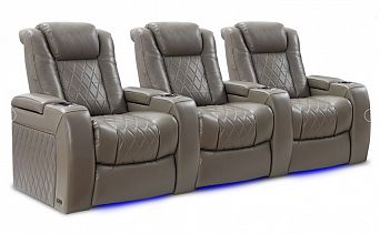 Комплект из 3-x моторизованных кресел 7Seats Diamond light grey (4 подлокотника) кожа/пвх