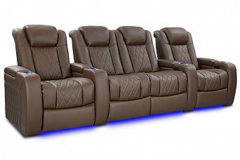 Комплект из 4-х моторизированных кресел-реклайнерв 7Seats Diamond Brown Sugar (Loveseat center) кожа/пвх