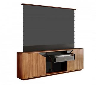 Моторизованная тумба с экраном для ультракороткофокусных лазерных проекторов Classic Invisible Slim Cabinet-88 American Walnut