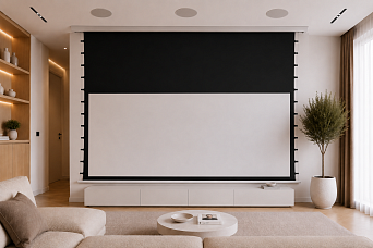 Экран встраиваемый в потолок с системой натяжения Global Screens Intelligent HomeScreen ICL1-110EX 137*244 Pro  Max4K+ (extradrop 100 см)