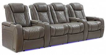 Комплект из 4-х моторизированных кресел-реклайнерв 7Seats Diamond Light Grey (Loveseat center) кожа/пвх