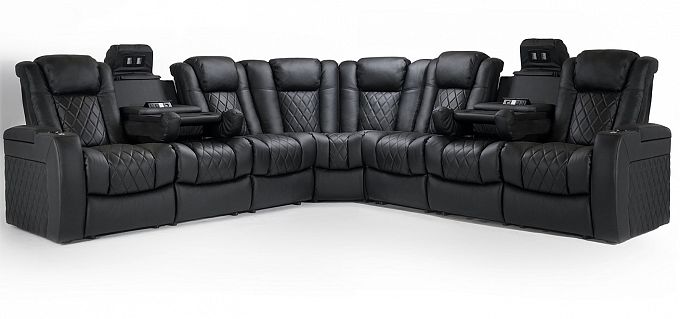 Комплект из 7-ти моторизированных кресел-реклайнеров 7Seats Diamond Corner (7 подлокотников) кожа/пвх