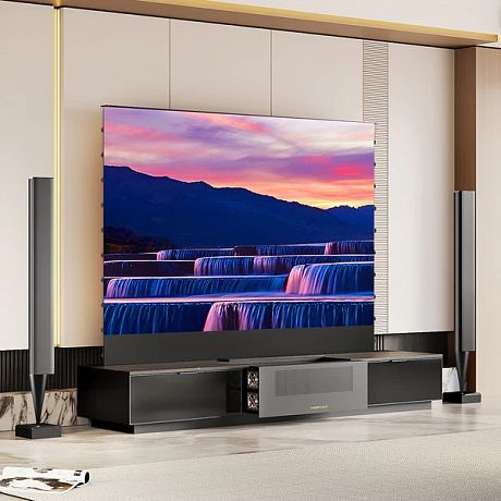 Моторизованная тумба с экраном для ультракороткофокусных лазерных проекторов Intelligent Invisible Cabinet-150 Black