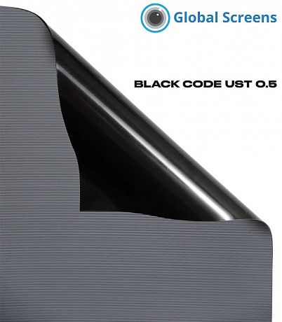 Моторизованный напольный ALR экран Global Screen OFM-100 124*221 Black Code UST 0.5 Perfo (Sale из шоу-рума с дефектом натяжения)