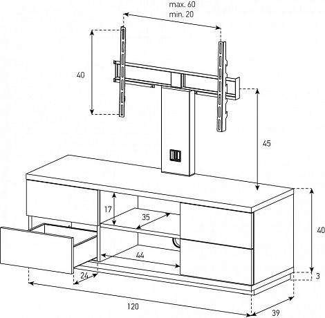 Тумба Sonorous LBA 124S SLV TCV TCV