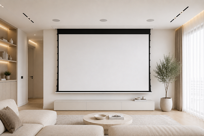 Экран встраиваемый в потолок с системой натяжения Global Screens Intelligent HomeScreen ICL2-160 199*354 Pro Max4K+