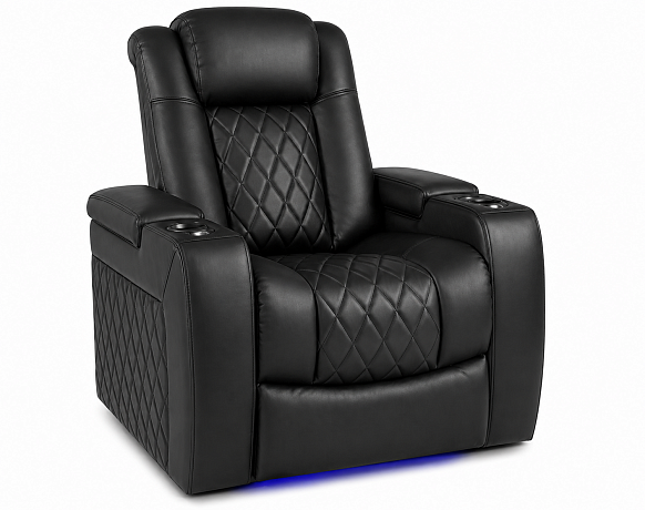 Моторизованное кинотеатральное кресло-реклайнер 7Seats Diamond black (кожа/пвх)
