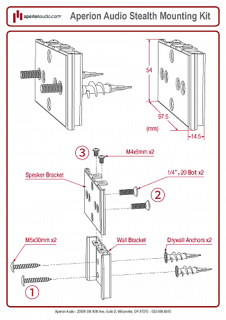 Настенно-потолочное крепление для сурраунд и Atmos каналов Aperion Audio Stealth Mounting Kit (пара)