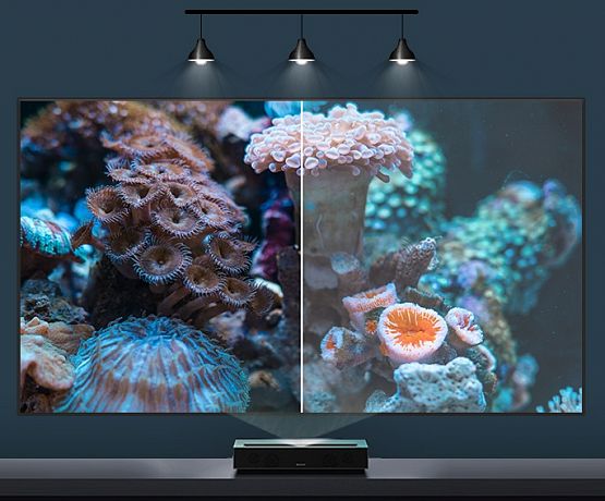 Моторизованный напольный ALR экран Global Screen OFM-150 187*320 Grey Code UST 1.5 Perfo