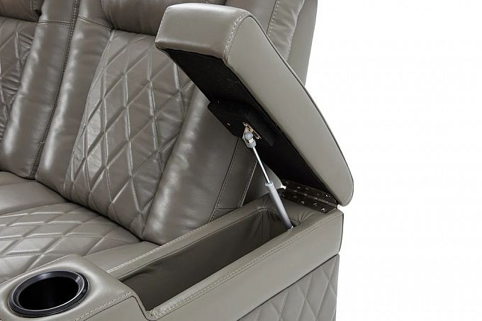 Комплект из 3-x моторизованных кресел 7Seats Diamond light grey (4 подлокотника) кожа/пвх
