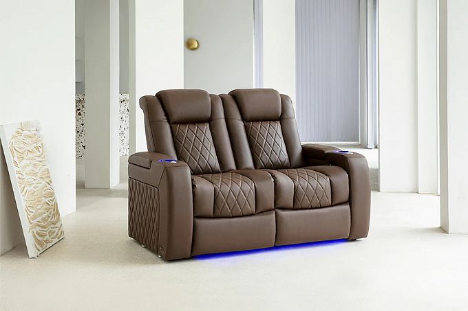 Комплект из 3-x моторизованных кресел 7Seats Diamond Brown Sugar (Loveseat Left) кожа/пвх