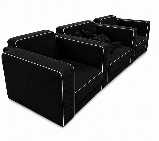Комплект из 3-x кресел 7Seats Cubist (4 подлокотника) Alcantara