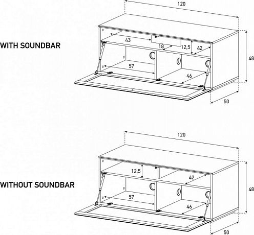 Тумба Sonorous 12050F GLASS BLACK
