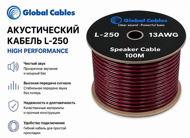 Акустический кабель Global Cables L250 100 м (катушка)
