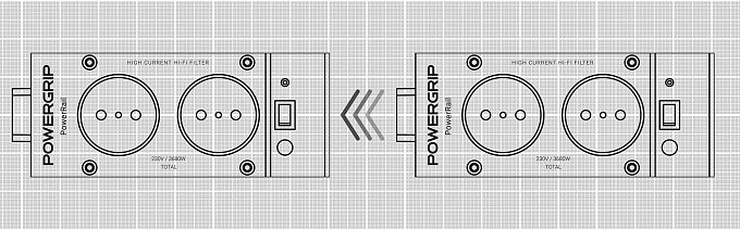 Модуль чистого питания POWERGRIP PowerRail (2 розетки, без кабеля)