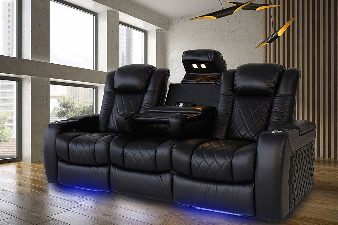 Комплект из 2-x моторизованных кресел 7Seats Diamond Console Edition Black (кожа/пвх)