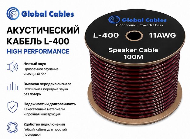Акустический кабель Global Cables L400 100 м (в катушке)