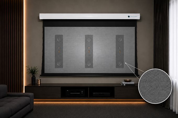 Звукопрозрачный ALR экран с системой натяжения Global Screens Intelligent HomeScreen EWC2-120 149*266 Black Code 4K PerfoSound