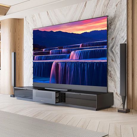 Моторизованная тумба с экраном для ультракороткофокусных лазерных проекторов Intelligent Invisible Cabinet-120 Black