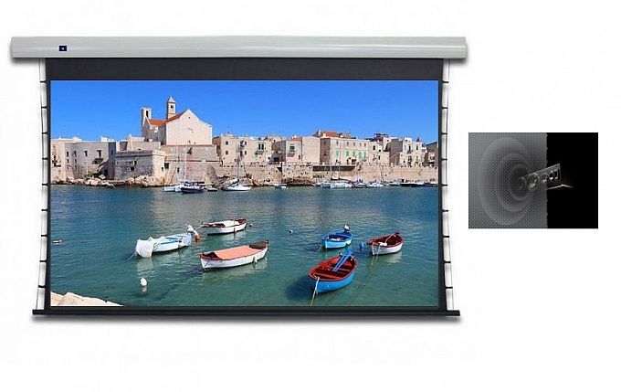Звукопрозрачный ALR экран с системой натяжения Global Screens Intelligent HomeScreen EWC2-100 125*221 Black Code 4K PerfoSound