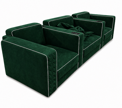 Комплект из 3-x кресел 7Seats Cubist (4 подлокотника) Alcantara