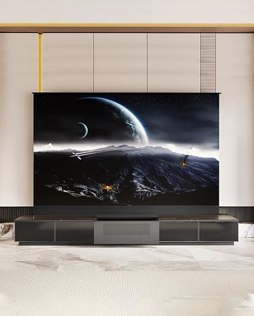 Моторизованная тумба с экраном для ультракороткофокусных лазерных проекторов Intelligent Invisible Cabinet-150 Black