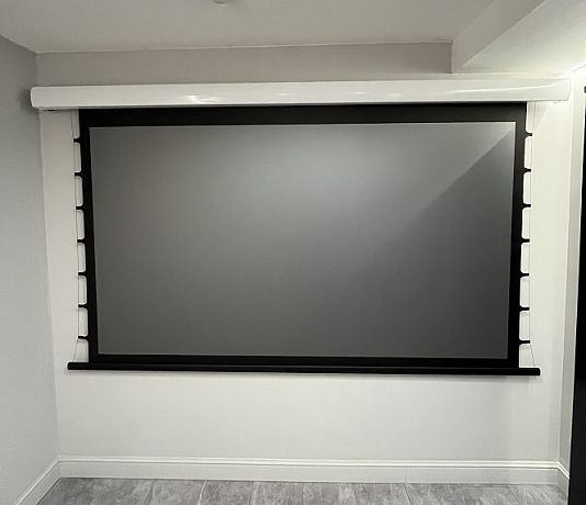 Моторизованный ALR экран с системой натяжения Global Screens Intelligent HomeScreen EWC2-100EX2 125*221 Black Code 4K (extradrop 110 см)