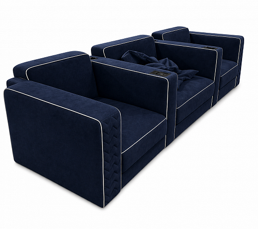 Комплект из 3-x кресел 7Seats Cubist (4 подлокотника) Alcantara