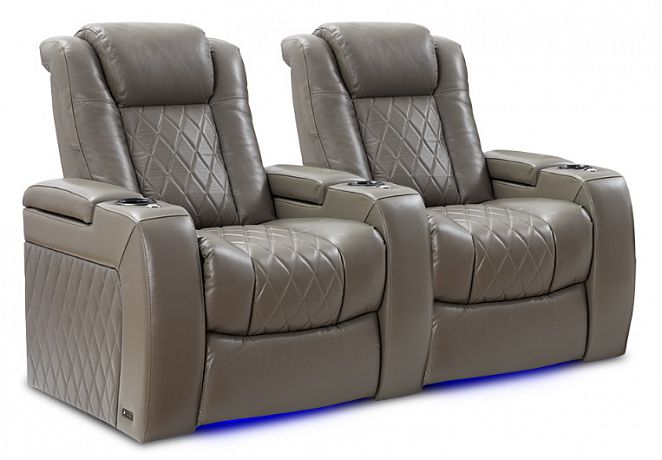 Комплект из 2-x моторизованных кресел 7Seats Diamond light grey (3 подлокотника) кожа/пвх