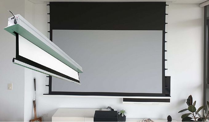 Экран встраиваемый в потолок с системой натяжения Global Screens Intelligent HomeScreen ICL1-100 125*221 Pro 4K