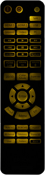 Проектор Epson EH-TW9100, подсветка пульта ДУ